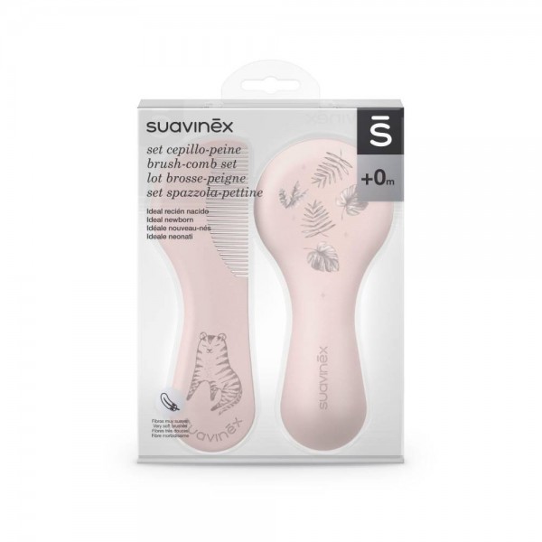 Suavinex set cepillo y peine color rosa